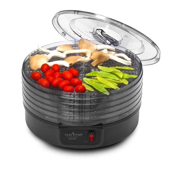 Nutrichef Electric Countertop Food Dehydrator, Food Preserver (Black